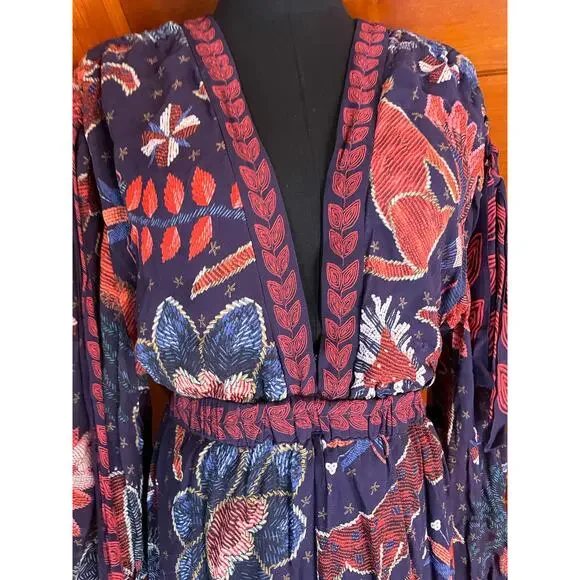 Farm Rio Tropical Shine Navy Blue Maxi Dress sz XL - Picture 7 of 13